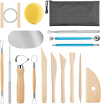Pottery Tool Kit, 17pcs Polymer Clay Tools, Modeling Clay Sculpting Tools Kit, Ceramics Tools, Trimming, Embossing Pattern, Smooth Wooden Handles