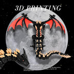 3D Printed Dragon - 12 inch Flying Flexible Dragon with Wings, Home Decor, Birthday Gift, Desk Pet(Red Black-Dragon)(Red Gold-Dragon)