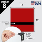Trotec TroLase | 12"x12"x1/16", 8 Pcs | Red/Black | 2 Ply | Modified Acrylic | Laser Engraving Double Color Plastic Sheet | Engraving Blanks for Laser, Saw, Guillotine | Made in USA