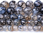 6MM Black Dragon Vein Agate Stone Beads Natural Gemstone Round Loose Beads for Jewelry and Bracelets Making 120pcs 2 Strands 32"