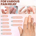 PAGOW 6 Pcs Gel Finger Cots/Covers, Silicone Finger Protector Support, Finger Caps Finger Sleeves Thumb Protector for Finger Cracking Trigger Finger Arthritis Pain Relief (Beige)