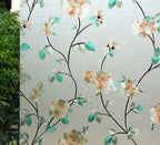 VSUDO Static Cling Decorative Window Privacy Film – Frosted Privacy Window Film with Jasmine Floral & Stained Glass Design, Adhesive-Free Tint for Home, Bathroom & Office (23.6" x 78.7")
