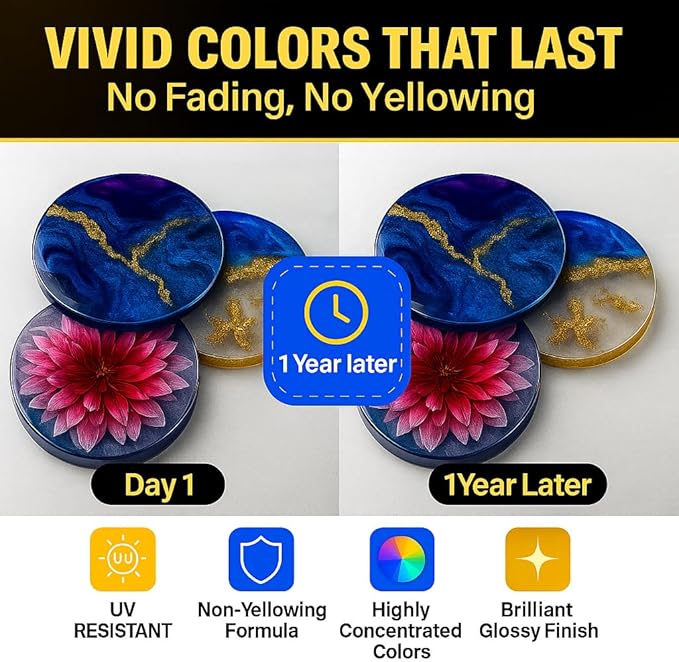 BALTIC DAY – 10 Pigment Paste for Epoxy Resin [20g] – Opaque Epoxy Colorant, Liquid Dye & Mica Powder for DIY Resin Art, Molds, Coasters, Tumblers, Jewelry Making & Wood Projects