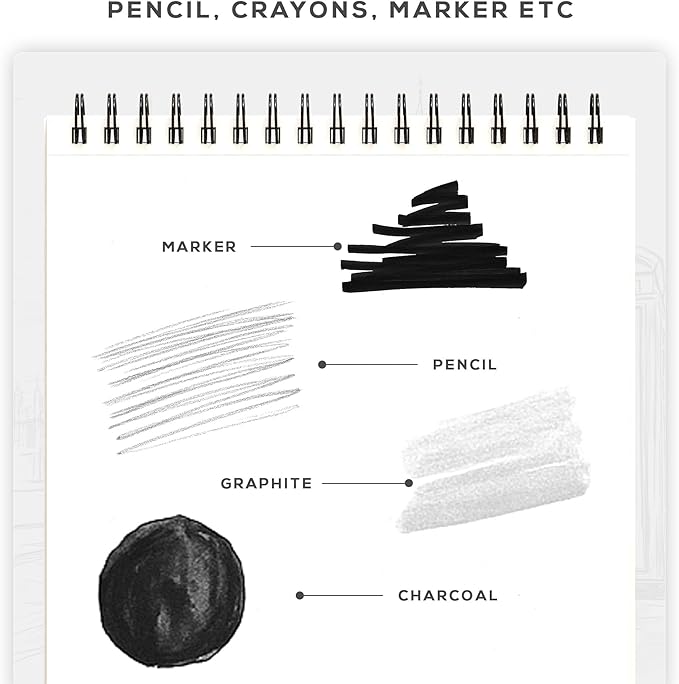 BEECHMORE BOOKS Mixed Media Spiral Sketchbook A4 9×12 – 300 GSM Heavyweight Paper, 50 Perforated Sheets, Bleedproof Art Pad for Watercolor, Acrylic, Oil, Gouache, Markers