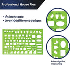 Pacific Arc Professional House Plan Template Guide, with Doors, Appliances, Plumbing Fixtures
