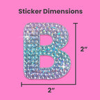 StickerBeans® Rhinestone Alphabet Letter Sticker B - Unique Sparkly Design 2” x 2” Cut-to-Shape Adhesive - Personalization, Collecting, Gifting, Scrapbooking, Decorating Laptops, Phone Cases, All Ages