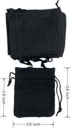 Palmhomee Pack of 25 Burlap Gift Bags with Drawstring Linen Jewelry Pouches Wedding Hessian Jute Bags for Birthday Jewelry and Treat Pouches Party Wedding Favors Gift Art and DIY Craft (2.8x3.6 Inch, Black)