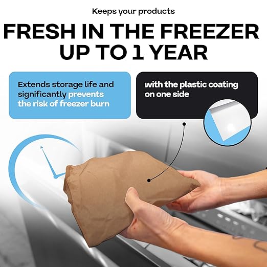 Brown Freezer Paper Roll 36" x 1800" (150 feet) with Cutter - USA-made Freezer Paper for Meat & Fish - Poly-Coated Food Wrapping Material for Freezing - Barrier Against Air & Moisture by IDL Packaging