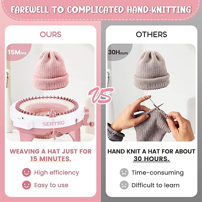 SENTRO 48 Needles Knitting Machines with Row Counter,Smart Knitting Crochet Machine,Weaving Round Loom,Double Knit Loom Machine Kit,DIY Knit Scarf Hat Sock