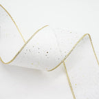 CT CRAFT LLC Whtie Burlap Fabric Confetti Glitter Wired Ribbon 2.5" x 10 Yards White Color for Christmas Home Wedding Decor Gift Wrapping Tree Topper Bow Wreath Bouquet DIY Crafts