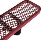 Global Industrial 6’L Rectangular Picnic Table, Expanded Metal, Red Thermoplastic Coating, Attached Benches, 1-1/2” Umbrella Pole Hole, Outdoor-Rated, 1000 lb Capacity, 72” x 30” Tabletop