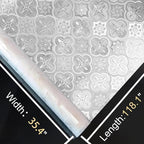 Window Privacy Film Decorative for Front Door, Bathroom Static Cling Stained Glass Sticker Opaque Heat Control UV Blocking Non-Adhesive for Home Windows 35.4 X 118.1 inches