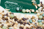 2.1oz (60 g) Mix of Unique Czech Bohemia Glass Pressed Beads, Matte and Glossy, Hand Made, Beige Blue Luster