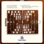Backgammon Board Game, Deluxe Leather Like Case, Felt Interior, Brown, Classic Backgammon Game, Popular Board Game, Board Games (Medium (15"))