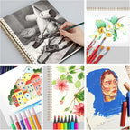 Ddaowanx 9" x 12" Sketch Book, 100 Sheets Spiral Bound Art Sketchbook with Pockets, (68lb/100gsm) Acid Free Artist Drawing Pad Paper Painting Sketching Pad,Gifts for Kids Adults Beginners