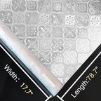 Window Privacy Film Decorative for Front Door, Bathroom Static Cling Stained Glass Sticker Opaque Heat Control UV Blocking Non-Adhesive for Home Windows 17.5 X 78.7 inches