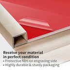Trotec TroLase | 12"x12"x1/16", 8 Pcs | Gloss Red/White | 2 Ply | Modified Acrylic | Laser Engraving Double Color Plastic Sheet | Engraving Blanks for Laser, Saw, Guillotine | Made in USA