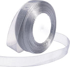 Ribbon for Gift Wrapping 3/4 inch Grey Sheer Organza Ribbon for Flower Bouquet Tulle Thin Chiffon Ribbons for Wedding Invitations Christmas Halloween Presents Decorations Crafts 50 Yards