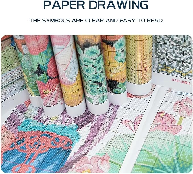 Magxvouy Cross Stitch Kits Stamped Full Range of Embroidery Kits,Cross Stitch Patterns Needlework Kits for Beginners 11CT Printed Kits&Magic Dragon 16x20 inch