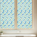 Window Privacy Film, Frosted Glass Decorative Static Cling, Removable Sun Blocking Vinyl Covering, Window Film for Home Kitchen Living Room Bathroom, Geometric Rings, 17.5" x 78.7 "