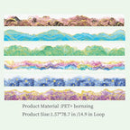 6 Rolls PET Tape Set for Journaling Supplies,Waterproof Washi Tape Stickers for Scrapbooking,Journaling Supplies,DIY Craft(Colour Paradise)