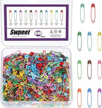 Swpeet 440Pcs 19mm/0.75 Inch Colorful Safety Pins Assortment Kit, Rust Resistant Steel Small Safety Pin Kit with Clear Case, Mini Safety Pins for Sewing, Clothes, Craft Arts