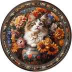 Wooden Puzzles Adults, Beautiful Tricolor Cat Wooden Puzzles 200 Pieces, Unique Animal Shaped Wood Challenging Jigsaw Puzzles Gifts for Adults, 11.4x11.4in