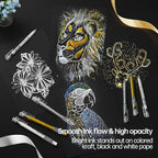 Gold Gel Pens, 1.0 mm Extra Fine Point Gel Ink Pens, Opaque Gold Archival Ink Pens for Black Paper Drawing, Sketching, Card Making, White Gel Pen for Artists Drawing, 3 Pack