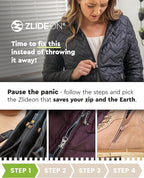 ZlideOn Zipper Pull Replacement - 3pcs, Silver, Large - Instant Zipper Replacement Slider