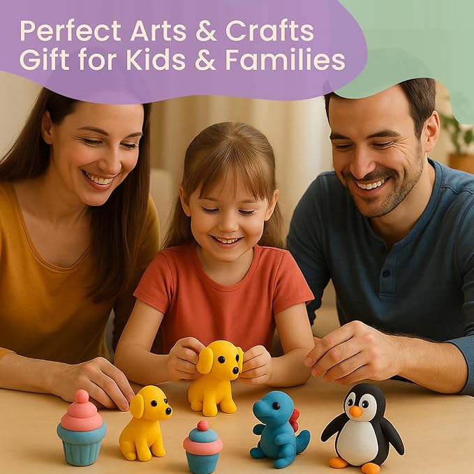 Air Dry Clay Kit – 24 Colors Soft Lightweight Air Clay for Kids & Adults, DIY Molding Clay with 8 Sculpting Tools & 60 Page Tutorial Booklet – Non Toxic Airdry Clay, Modeling Clay Air Dry for Crafts