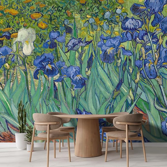 wall26 Irises by Vincent Van Gogh Dutch Impressionism 20th Century Artist Peel and Stick Large Wall Mural, Removable Wallpaper, Home Decor - 132x192 inches