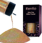 Renfio Holographic Ultra Fine Glitter Powder Metallic Resin Glitter 2.11 Oz (60g) PET Flakes Crafts Sequins 1/128" 0.008" 0.2mm Epoxy Chips Flakes for Tumblers Slime - Diamond Laser Gold