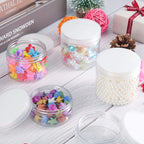 SATINIOR 12 Pack 4 oz Plastic Container Jars with Lids Round Clear Travel Cosmetic Container Jars for Toiletries, Lotion, Cream, Ointments, Makeup, Rhinestone, Samples, Kitchen Storage, White
