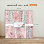 6 Inch Retro Pink Scrapbooking Paper Pad - 24 Sheets Double Sided Aesthetic Design Cards Paper for Photos Album Journals Material Decorative Collage Origami DIY Crafts Gifts Wrapping