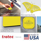 Trotec TroLase | 12"x24"x1/8", 4 Pcs | Yellow/Black | 2 Ply | Modified Acrylic | Laser Engraving Double Color Plastic Sheet | Engraving Blanks for Laser, Saw, Guillotine | Made in USA