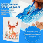 Lunarm Watercolor Paper 25 Sheets, Deckled Edge Paper 300 GSM 4 x 6 inch, Handmade Textured Cotton Paper for Wedding Invitation, Oil Pastel, Watercolor Painting and Cards, Crafts