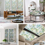 NINETREX Window Privacy Film Stained Glass Window Film 3D Decorative Cling,Sun Blocking Static Cling Removable Film for Glass Door,Home Decor Window Cover Non-Adhesive 11.8 x 78.7 inches,Leaf