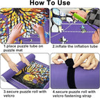 Napzy Puzzle Mat Rollup Puzzle Mats for Jigsaw Puzzles Storage Matt Roll Up Board Saver with 8 Sorting Trays 1 Drawstring Bag Jigsaws Table for Up to 1500PCS