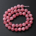 36pcs 10mm Natural Rose Pink Chalcedony Stone Round Loose Beads for Jewelry Making DIY Bracelets Necklaces Crystal Energy Healing Stone Beads 15" (10mm, Rose Pink Chalcedony)