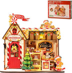 ROBOTIME DIY Miniature House Kit, Tiny House Book Nook for Family and Friends, Mini Wooden Dollhouse Kit for Halloween/Christmas/Birthday Gifts（Gingerbread House）