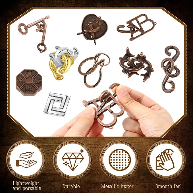 Yilloog 24 Pcs Metal Brain Teaser Puzzles Assortment for Adults Difficult Magic Puzzles Highly Hard Brain Games Iq Logic Test Disentanglement Game for Classroom Mind Challenge(Novelty)