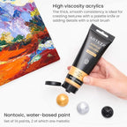 ARTEZA Acrylic Paint Set of 14 Colors, 4.06 Ounce Tubes, Non-Toxic Acrylic Artist Paints. Art Supplies for Painting