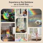 Window Privacy Film Rainbow Film Stained Glass 3D Static Cling Decorative Window Sticker for Bathroom,Front Door,Home Heat Control UV Blocking Non Adhesive,Diamond Grid 17.5 x 78.7 inches