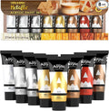 AUREUO Metallic Acrylic Paint Set - 8 Essential Colors 0.71 Fl Oz / 21ml Tubes Gold Silver Art Paints for Crafts Decor Rich Pigments Non-toxic Painting Supplies for Artists