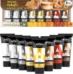AUREUO Metallic Acrylic Paint Set - 8 Essential Colors 0.71 Fl Oz / 21ml Tubes Gold Silver Art Paints for Crafts Decor Rich Pigments Non-toxic Painting Supplies for Artists