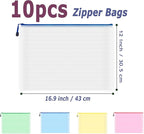 AUSTARK 10 Pcs Zipper File Bags, Waterproof Plastic Mesh Pouch for Office School, Board Game Storage Bags (A3 Size 16.9''x12'', Multicolored)