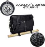 ENHANCE Collector's Edition RPG Player's Essentials DnD Bag - Dragon Hide Exterior Messenger Bag Fits 2-4 Books, Binders, Dice & Accessories, with 17 inch Laptop Slot, Battlemap Straps (Dragon Black)