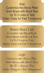 Personalized, Custom Brushed Gold Solid Brass Plate - Sizes 1x3, 1x4, 2x4, 2x6, 2x8, 3x6 - Picture Frame Name Label Art Tag for Frames, with Adhesive Backing - Indoor use only - 4 Tags
