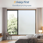 rabbitgoo Window Privacy Film, Frosted Glass Window Clings, Static Cling UV Heat Blocking Door Stickers for Home Bathroom, Removable Indoor Decal Coverings Day and Night, Pure, 35.4 x 393.7 Inches
