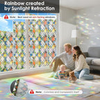 Window Privacy Film Rainbow Film Stained Glass 3D Static Cling Decorative Window Sticker for Bathroom,Front Door,Home Heat Control UV Blocking Non Adhesive,Diamond Grid 23.6 x 78.7inches